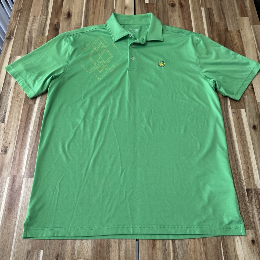 Masters Tech Polo Shirt Mens L Green Performance Stretch Golf Augusta National